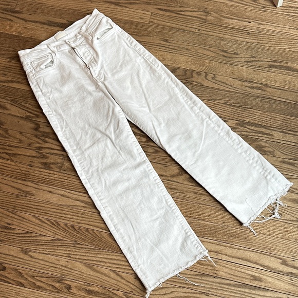 MOTHER Denim - The Rambler Zip Ankle Cropped High-Rise Straight-Leg Jeans Raw hem Fairest Wash
